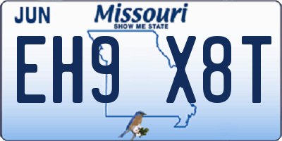 MO license plate EH9X8T