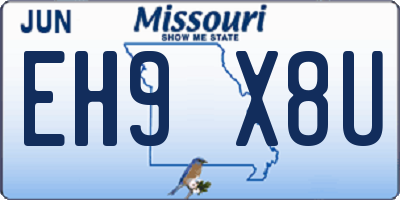 MO license plate EH9X8U