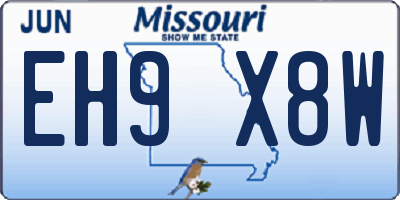 MO license plate EH9X8W