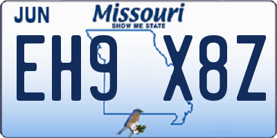 MO license plate EH9X8Z