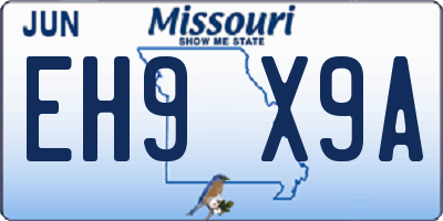 MO license plate EH9X9A