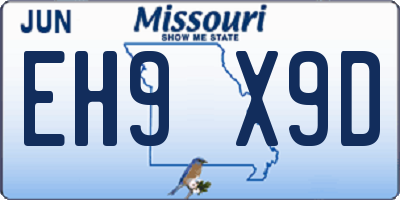 MO license plate EH9X9D