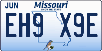 MO license plate EH9X9E
