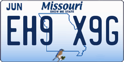 MO license plate EH9X9G