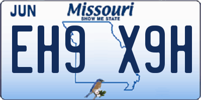 MO license plate EH9X9H