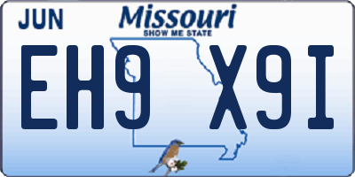 MO license plate EH9X9I