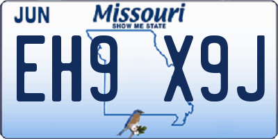 MO license plate EH9X9J