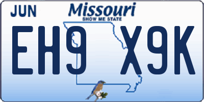 MO license plate EH9X9K