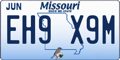 MO license plate EH9X9M