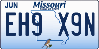 MO license plate EH9X9N