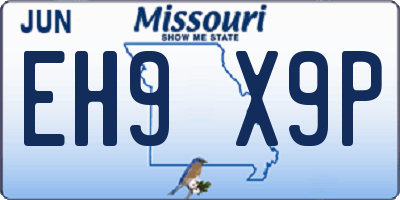 MO license plate EH9X9P