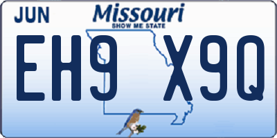 MO license plate EH9X9Q