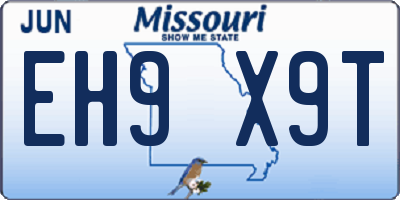 MO license plate EH9X9T