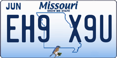 MO license plate EH9X9U