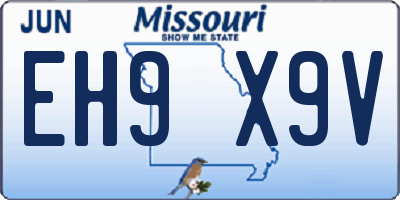 MO license plate EH9X9V