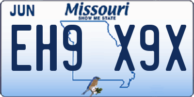 MO license plate EH9X9X
