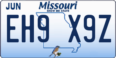 MO license plate EH9X9Z