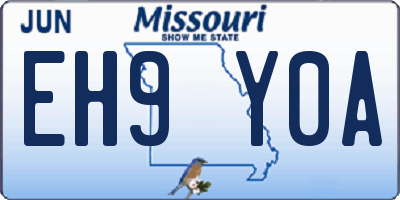 MO license plate EH9Y0A
