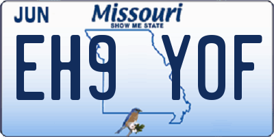 MO license plate EH9Y0F