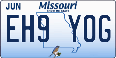 MO license plate EH9Y0G