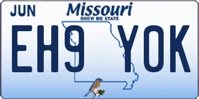 MO license plate EH9Y0K