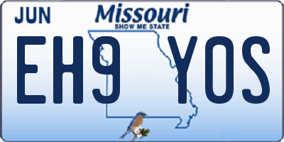 MO license plate EH9Y0S