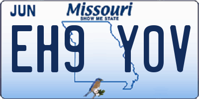 MO license plate EH9Y0V
