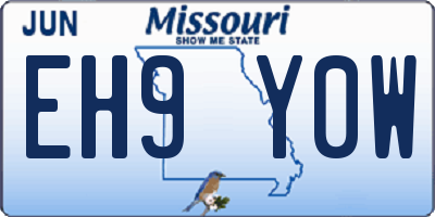 MO license plate EH9Y0W