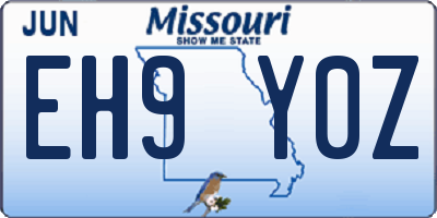 MO license plate EH9Y0Z