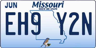 MO license plate EH9Y2N