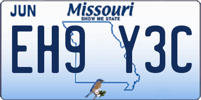 MO license plate EH9Y3C