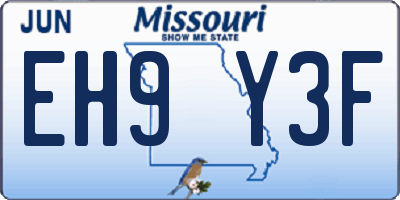 MO license plate EH9Y3F