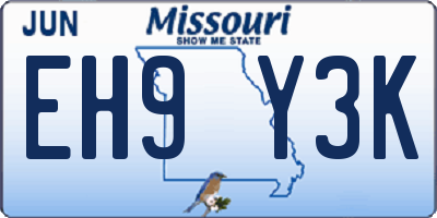 MO license plate EH9Y3K