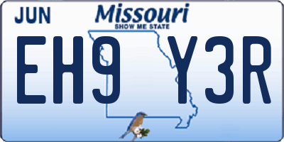 MO license plate EH9Y3R