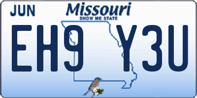 MO license plate EH9Y3U
