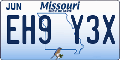 MO license plate EH9Y3X