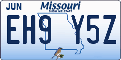 MO license plate EH9Y5Z