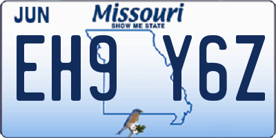 MO license plate EH9Y6Z