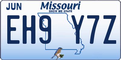 MO license plate EH9Y7Z