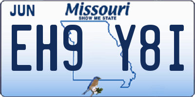 MO license plate EH9Y8I