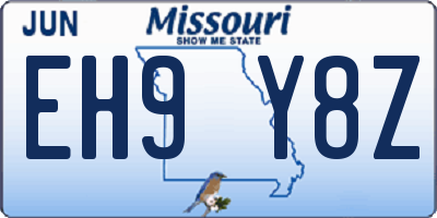 MO license plate EH9Y8Z