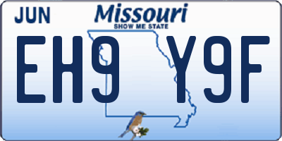MO license plate EH9Y9F