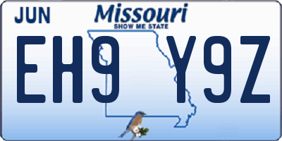 MO license plate EH9Y9Z
