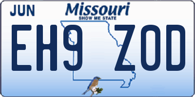 MO license plate EH9Z0D
