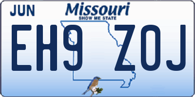 MO license plate EH9Z0J