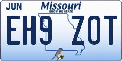 MO license plate EH9Z0T
