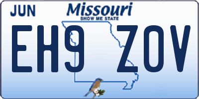 MO license plate EH9Z0V