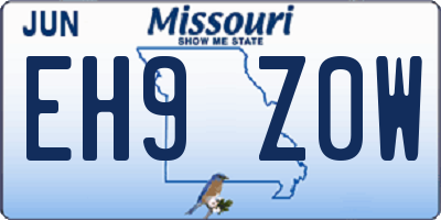 MO license plate EH9Z0W