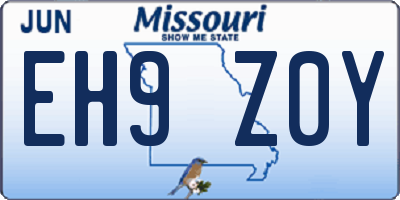 MO license plate EH9Z0Y