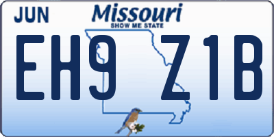 MO license plate EH9Z1B